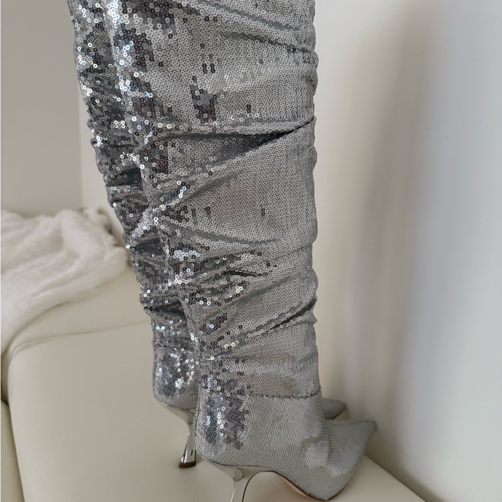 Michael Kors Sparkling Silver Over the Knee Boots - Picture 6 of 8